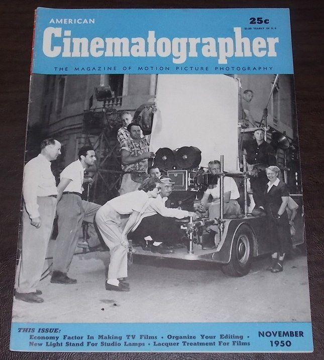 AMERICAN CINEMATOGRAPHER magazine side cover Issue 377 November 1950