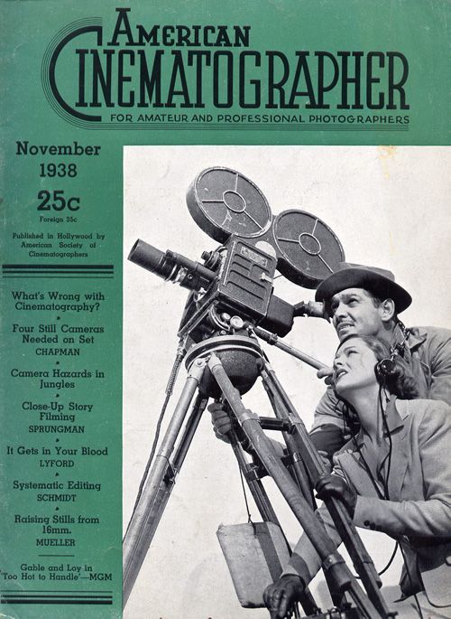 AMERICAN CINEMATOGRAPHER magazine side cover Issue 233 November 1938