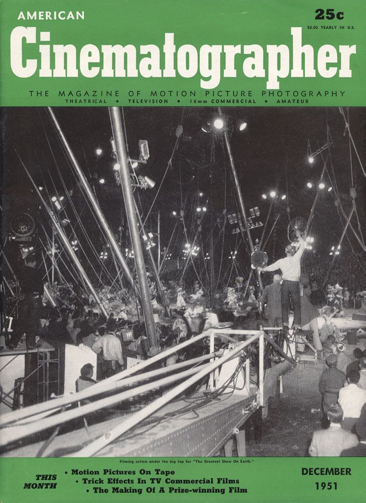 AMERICAN CINEMATOGRAPHER magazine side cover Issue 390 December 1951