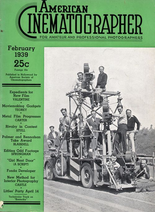 AMERICAN CINEMATOGRAPHER magazine side cover Issue 236 February 1939