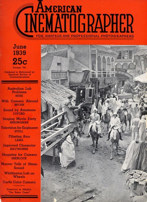 AMERICAN CINEMATOGRAPHER magazine side cover Issue 240 June 1939