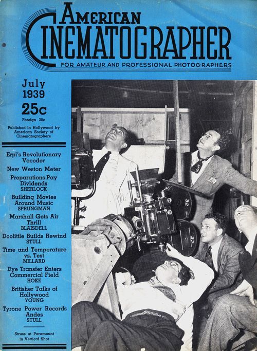 AMERICAN CINEMATOGRAPHER magazine side cover Issue 241 July 1939