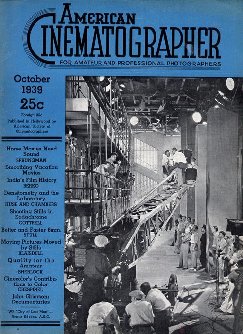 AMERICAN CINEMATOGRAPHER magazine side cover Issue 244 October 1939