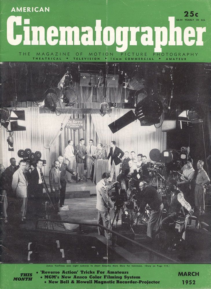 AMERICAN CINEMATOGRAPHER magazine side cover Issue 393 March 1952