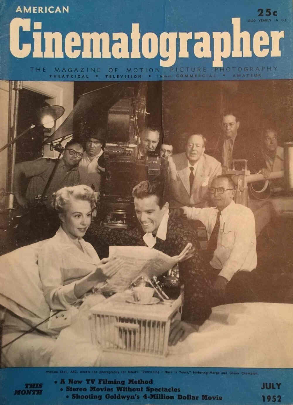 AMERICAN CINEMATOGRAPHER magazine side cover Issue 397 July 1952