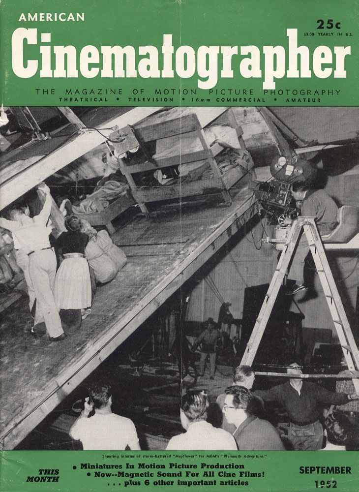 AMERICAN CINEMATOGRAPHER magazine side cover Issue 399 September 1952