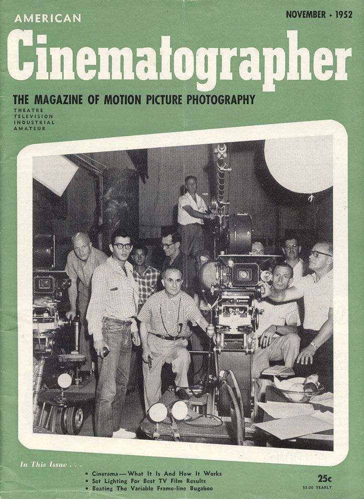 AMERICAN CINEMATOGRAPHER magazine side cover Issue 401 November 1952