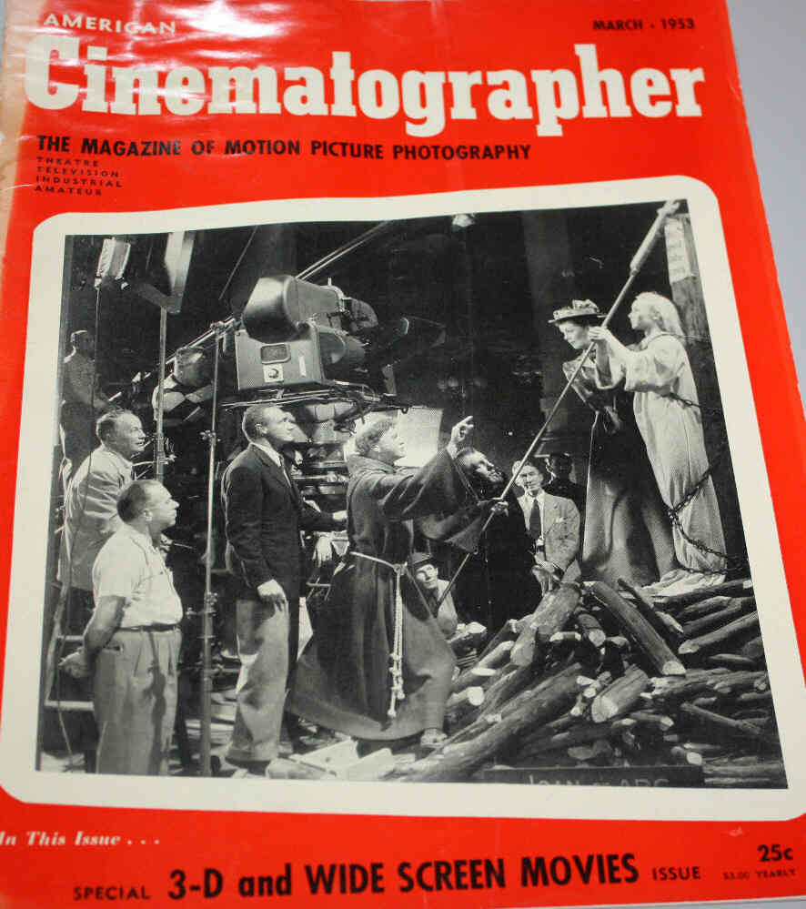 AMERICAN CINEMATOGRAPHER magazine side cover Issue 405 March 1953