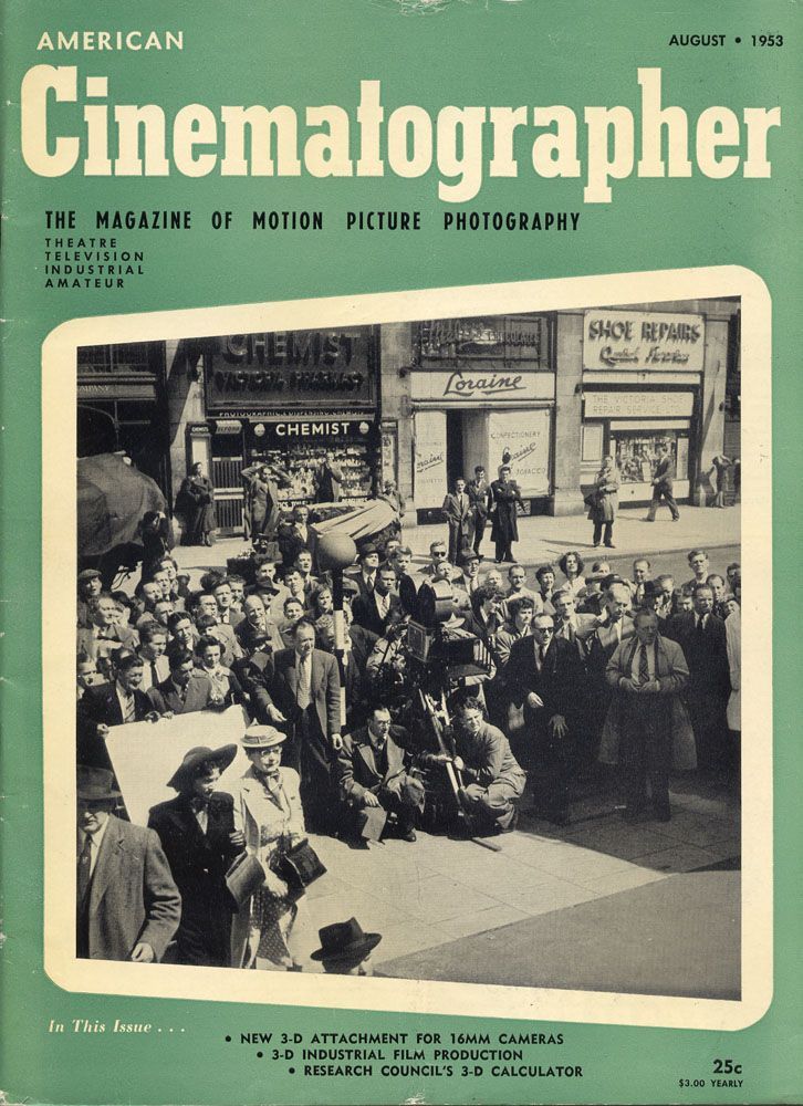 AMERICAN CINEMATOGRAPHER magazine side cover Issue 410 August 1953