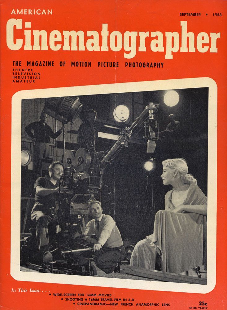 AMERICAN CINEMATOGRAPHER magazine side cover Issue 411 September 1953