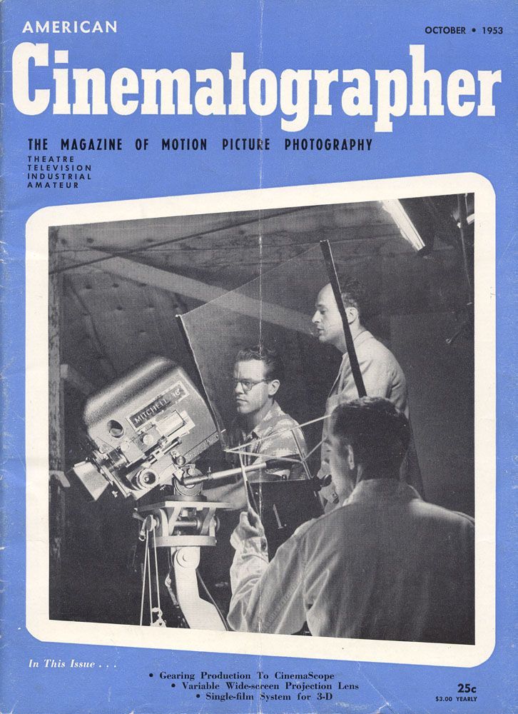AMERICAN CINEMATOGRAPHER magazine side cover Issue 412 October 1953