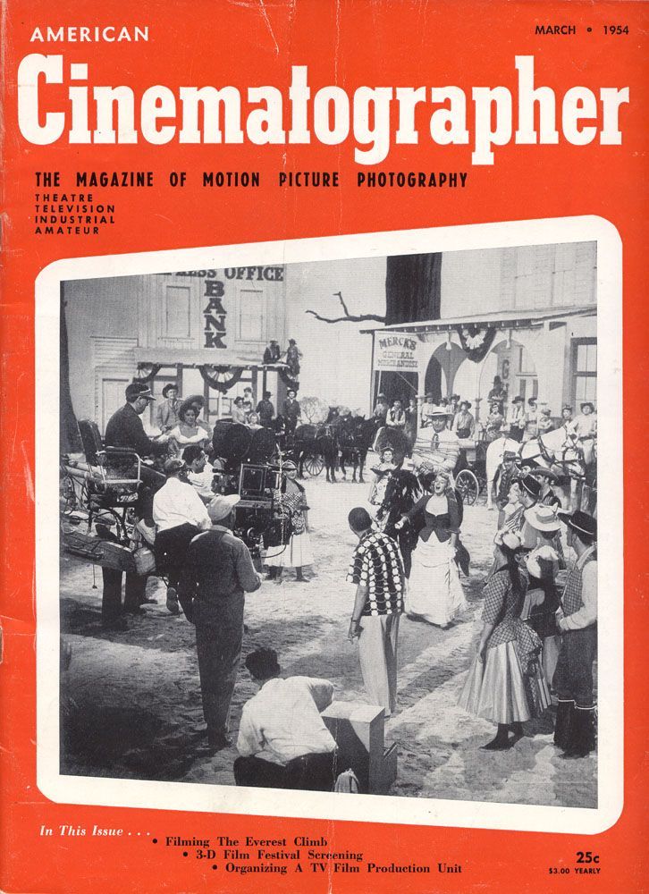 AMERICAN CINEMATOGRAPHER magazine side cover Issue 417 March 1954