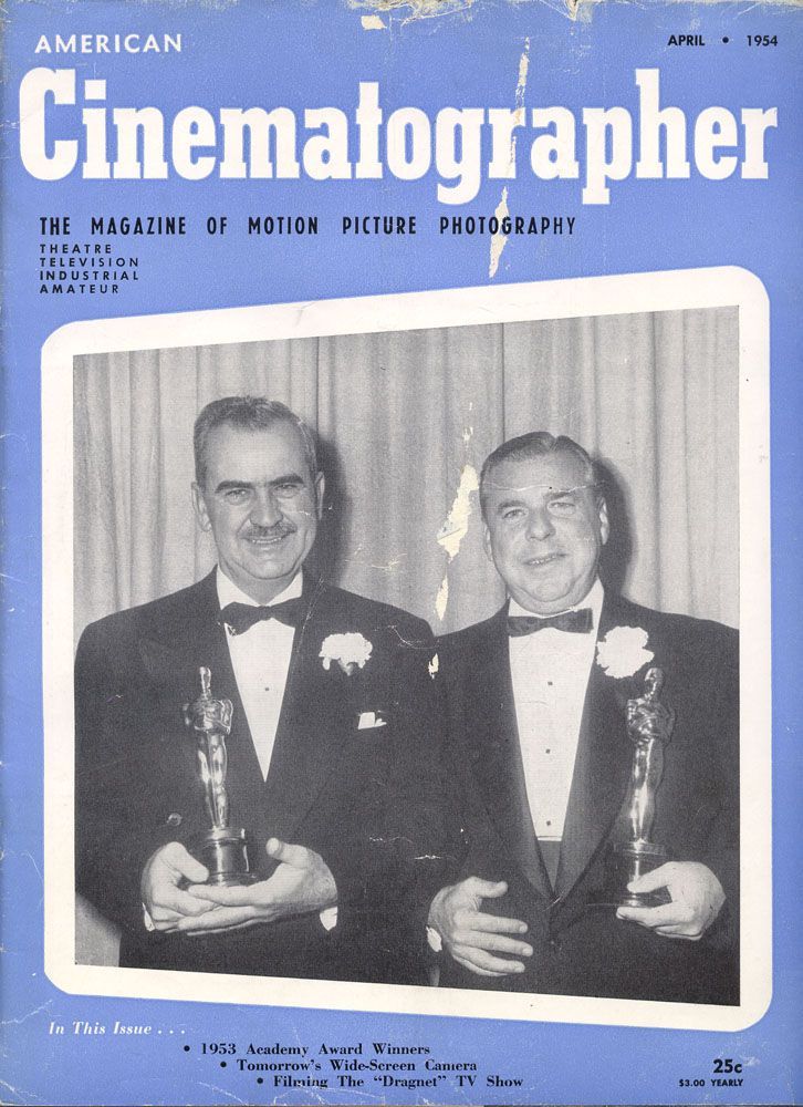 AMERICAN CINEMATOGRAPHER magazine side cover Issue 418 April 1954