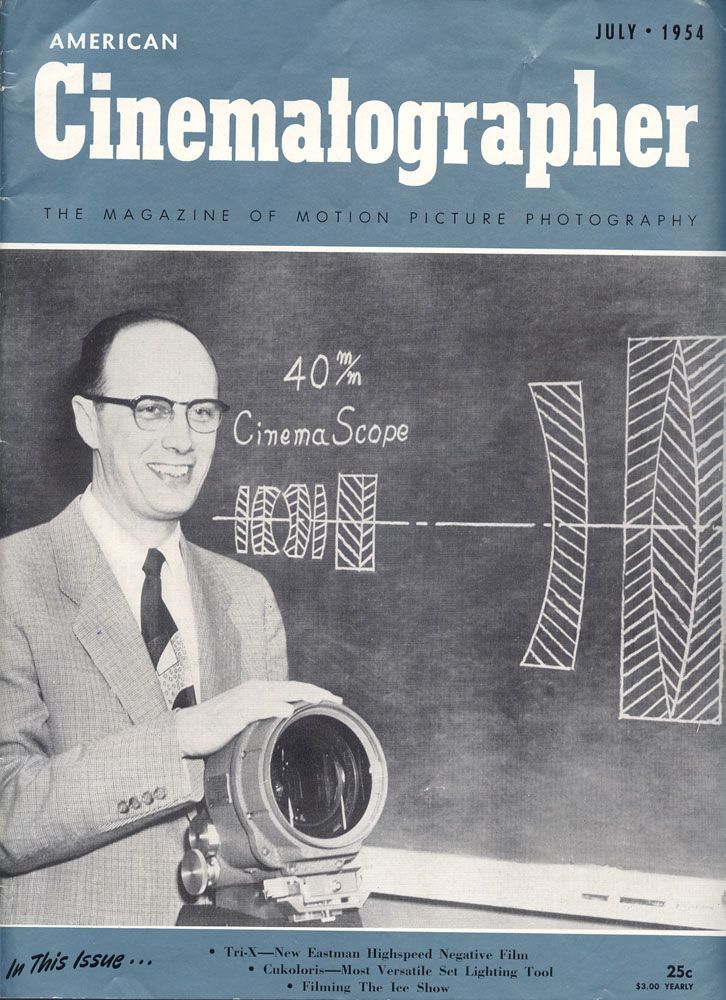 AMERICAN CINEMATOGRAPHER magazine side cover Issue 421 July 1954