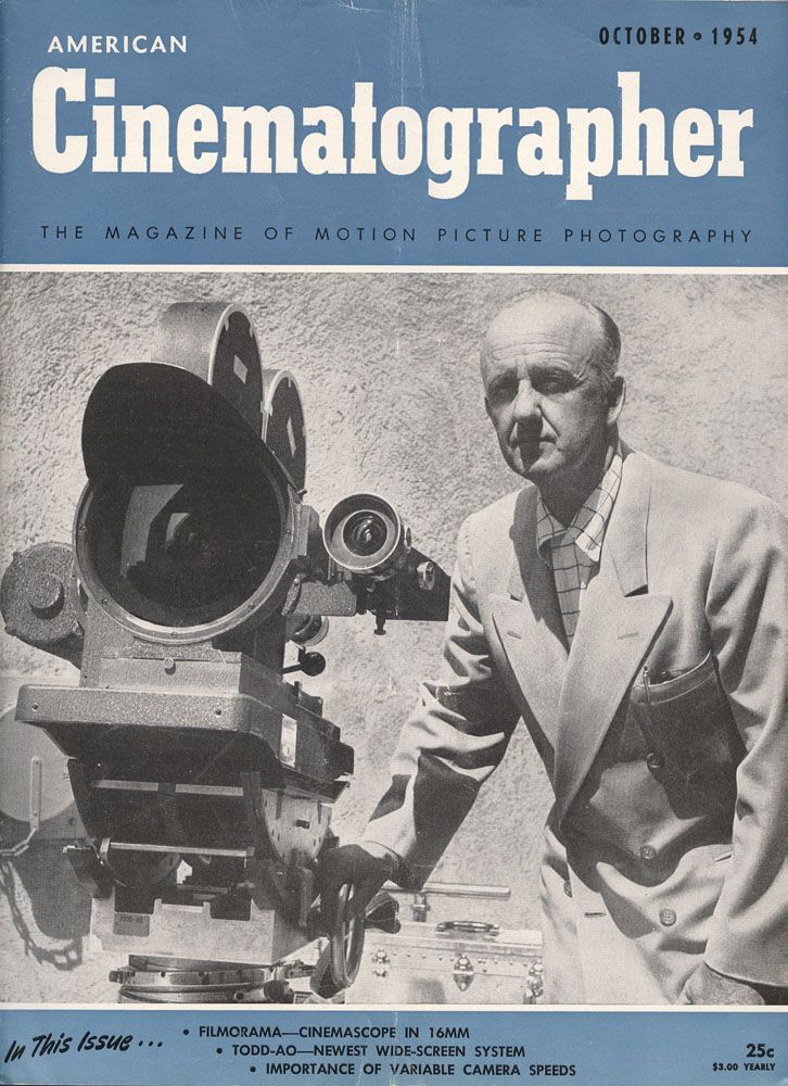 AMERICAN CINEMATOGRAPHER magazine side cover Issue 424 October 1954