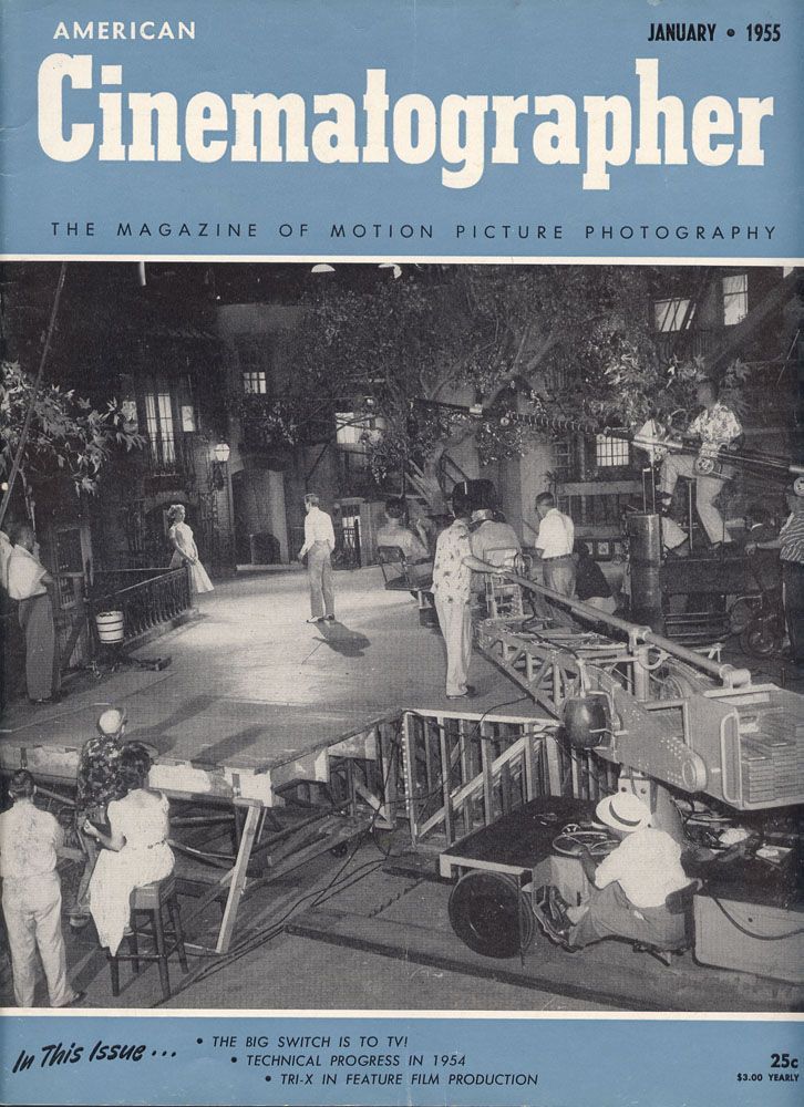 AMERICAN CINEMATOGRAPHER magazine side cover Issue 427 January 1955