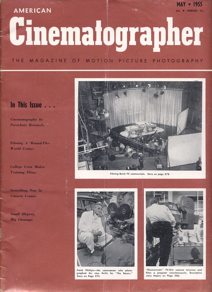 AMERICAN CINEMATOGRAPHER magazine side cover Issue 431 May 1955
