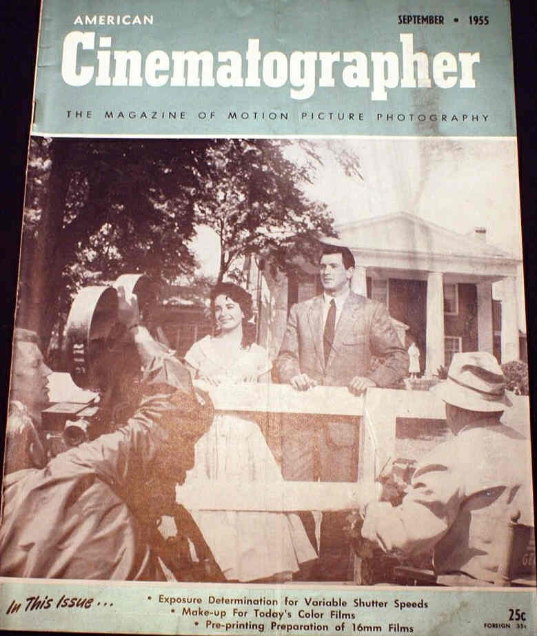 AMERICAN CINEMATOGRAPHER magazine side cover Issue 435 September 1955