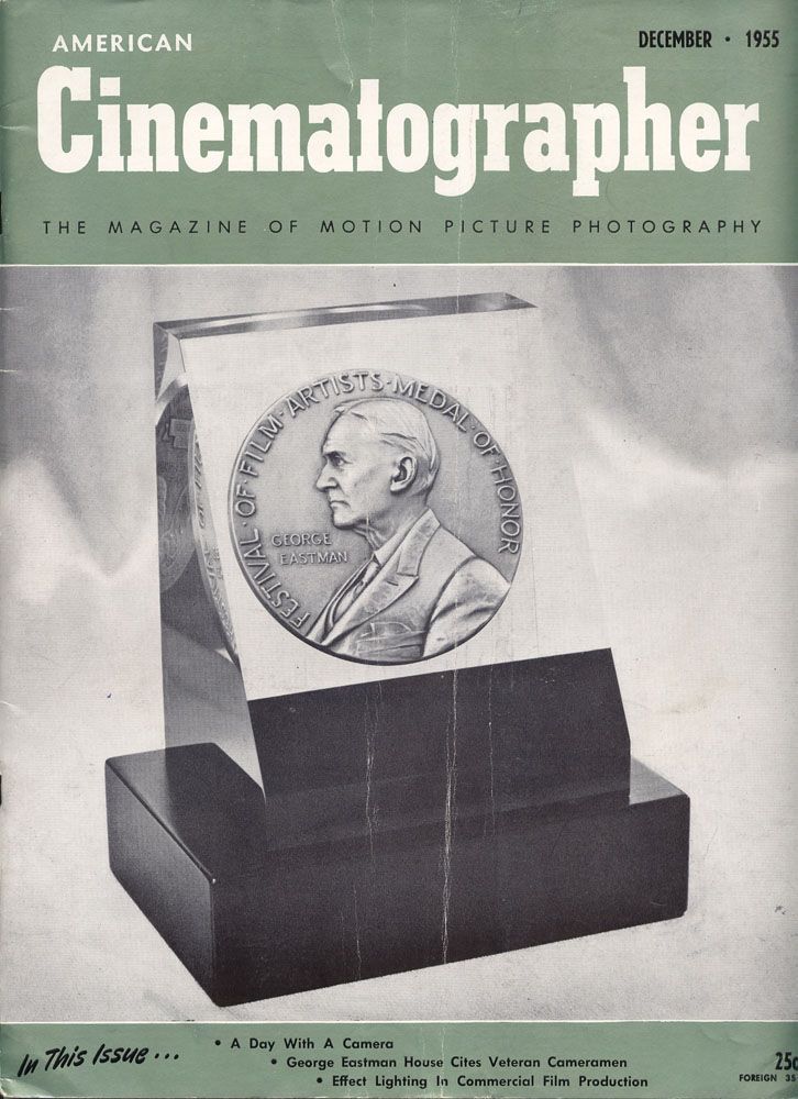 AMERICAN CINEMATOGRAPHER magazine side cover Issue 438 December 1955