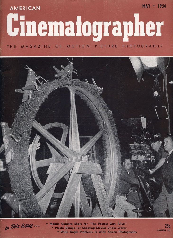 AMERICAN CINEMATOGRAPHER magazine side cover Issue 443 May 1956