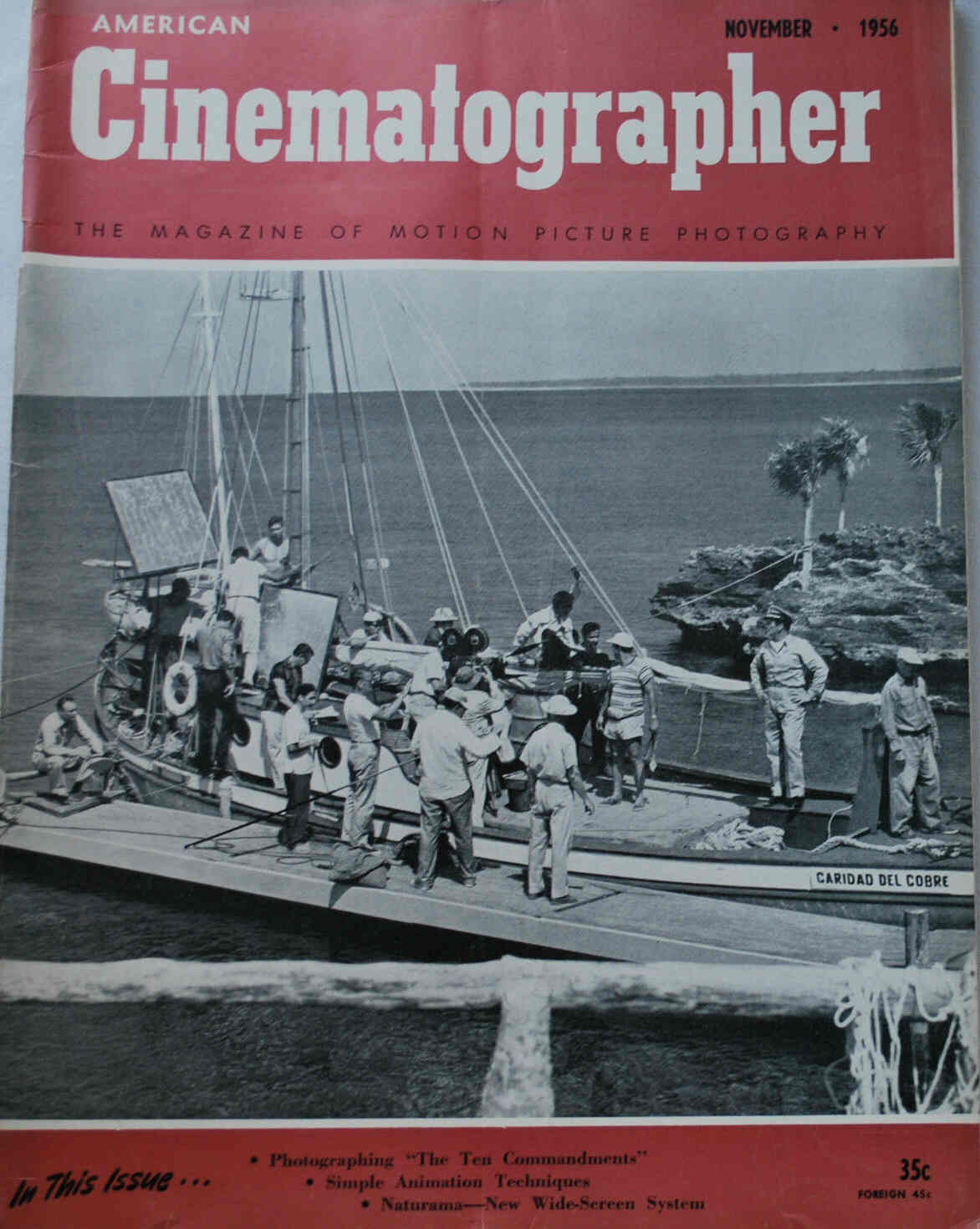 AMERICAN CINEMATOGRAPHER magazine side cover Issue 449 November 1956
