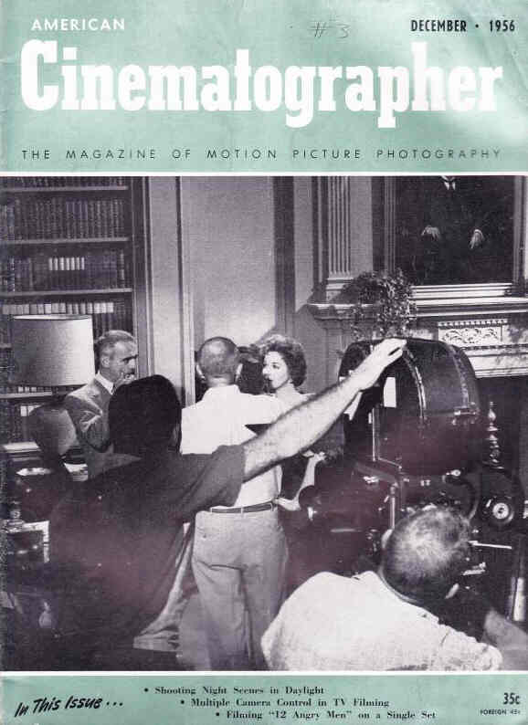 AMERICAN CINEMATOGRAPHER magazine side cover Issue 450 December 1956