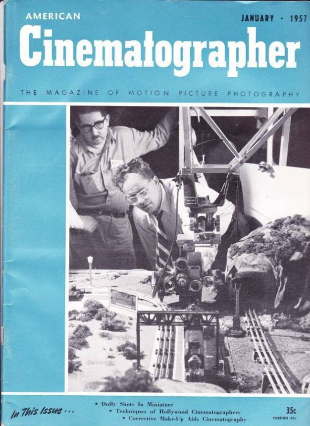 AMERICAN CINEMATOGRAPHER magazine side cover Issue 451 January 1957