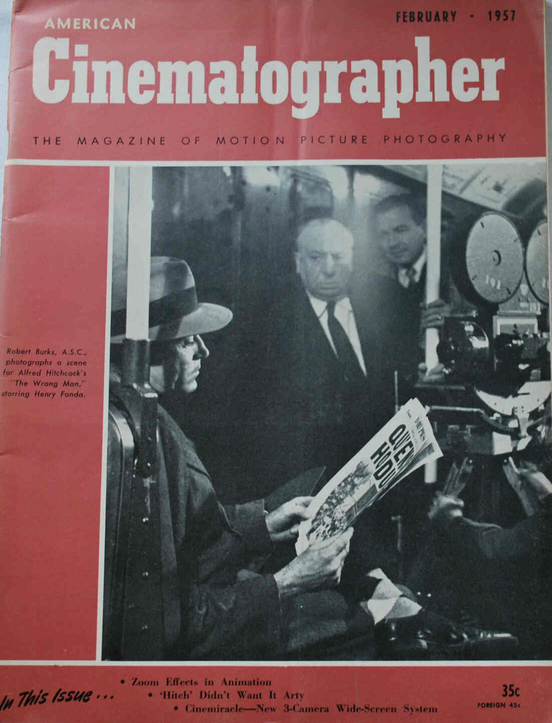 AMERICAN CINEMATOGRAPHER magazine side cover Issue 452 February 1957