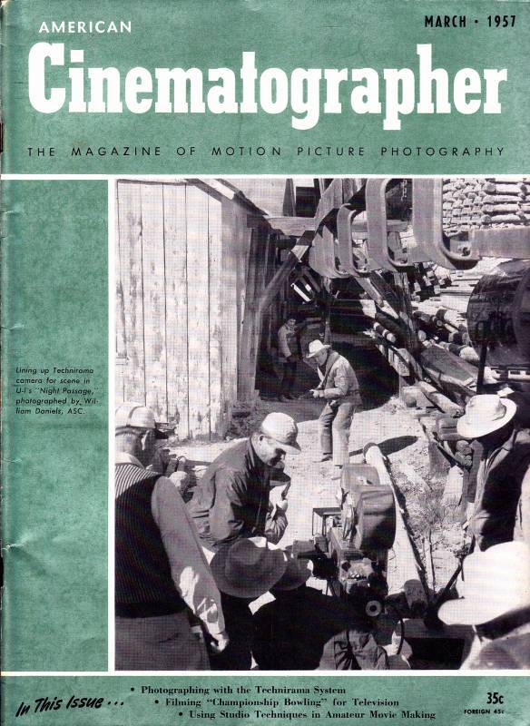 AMERICAN CINEMATOGRAPHER magazine side cover Issue 453 March 1957
