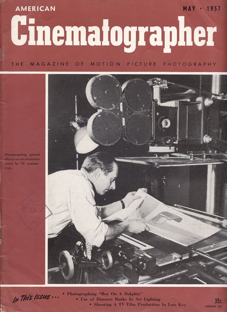AMERICAN CINEMATOGRAPHER magazine side cover Issue 455 May 1957