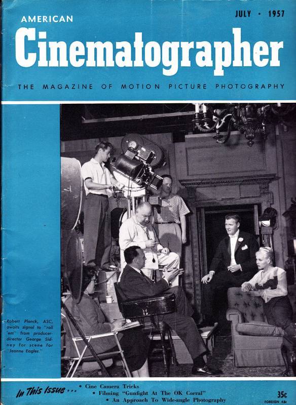AMERICAN CINEMATOGRAPHER magazine side cover Issue 457 July 1957