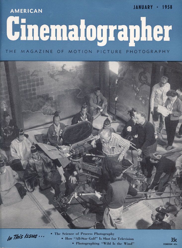 AMERICAN CINEMATOGRAPHER magazine side cover Issue 463 January 1958