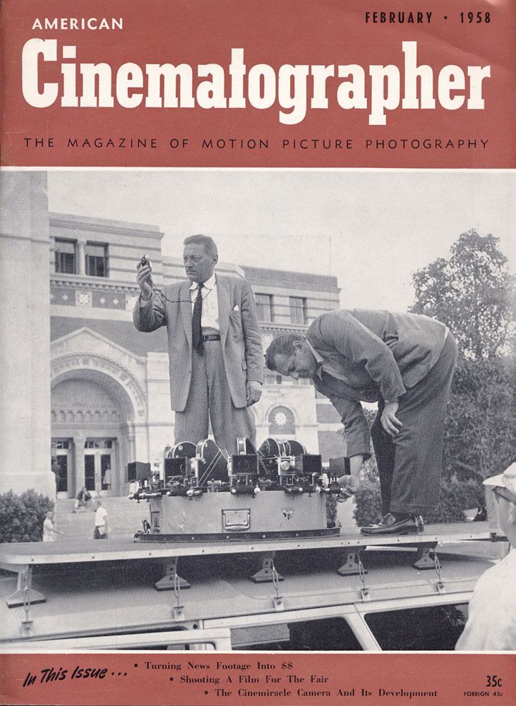 AMERICAN CINEMATOGRAPHER magazine side cover Issue 464 February 1958