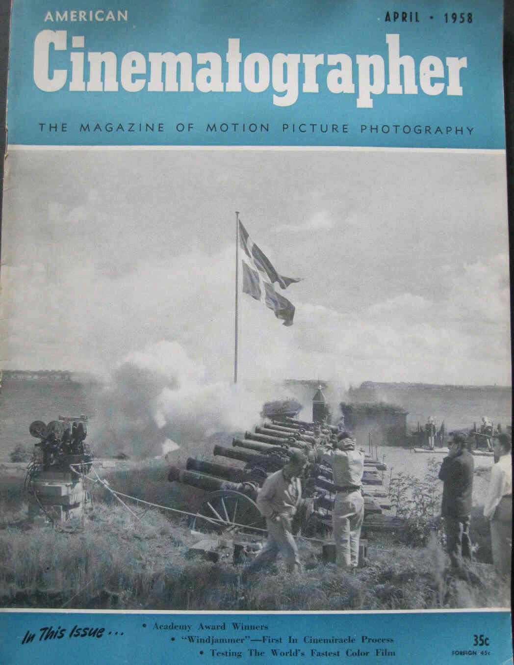 AMERICAN CINEMATOGRAPHER magazine side cover Issue 466 April 1958