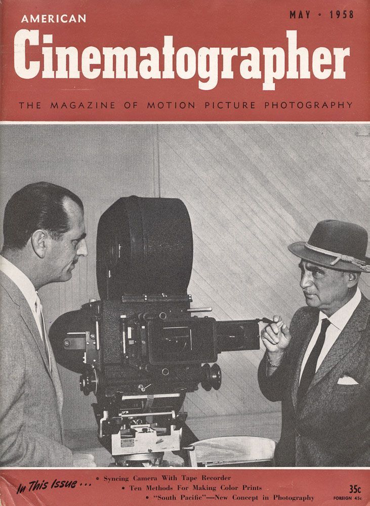 AMERICAN CINEMATOGRAPHER magazine side cover Issue 467 May 1958