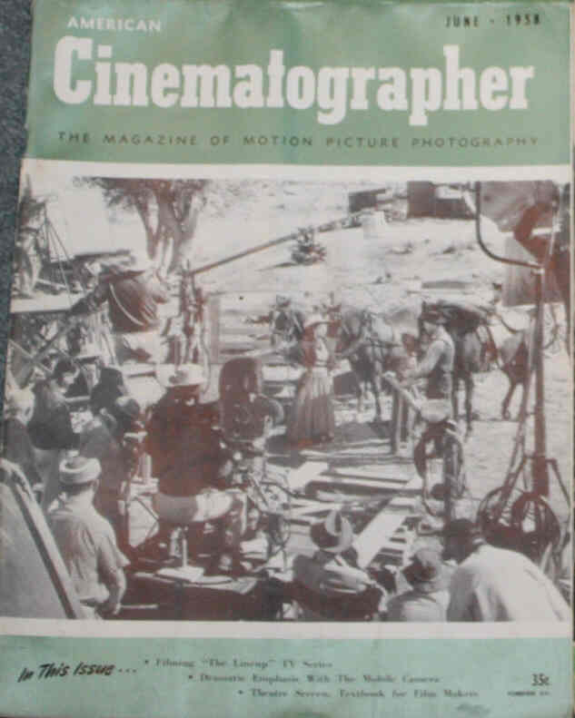 AMERICAN CINEMATOGRAPHER magazine side cover Issue 468 June 1958