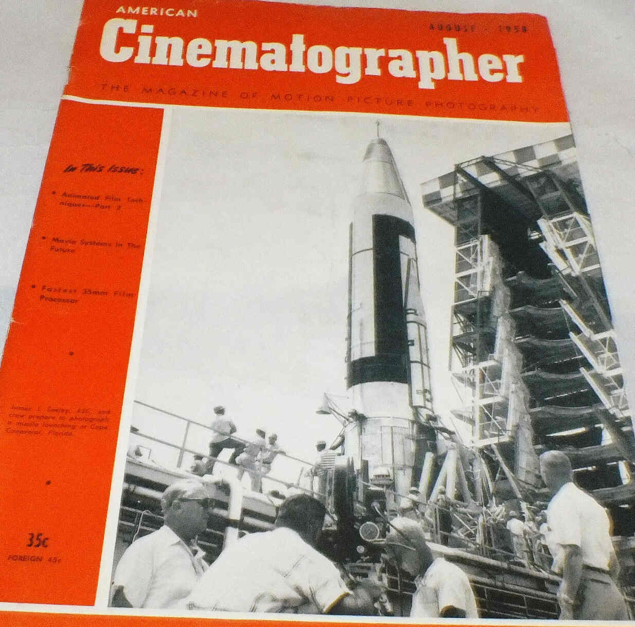 AMERICAN CINEMATOGRAPHER magazine side cover Issue 470 August 1958