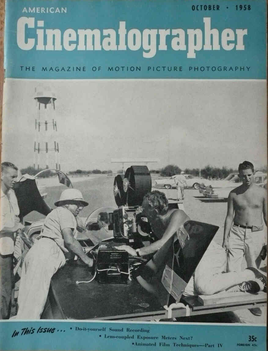 AMERICAN CINEMATOGRAPHER magazine side cover Issue 472 October 1958