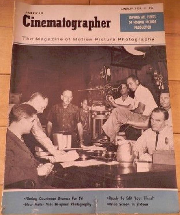 AMERICAN CINEMATOGRAPHER magazine side cover Issue 475 January 1959