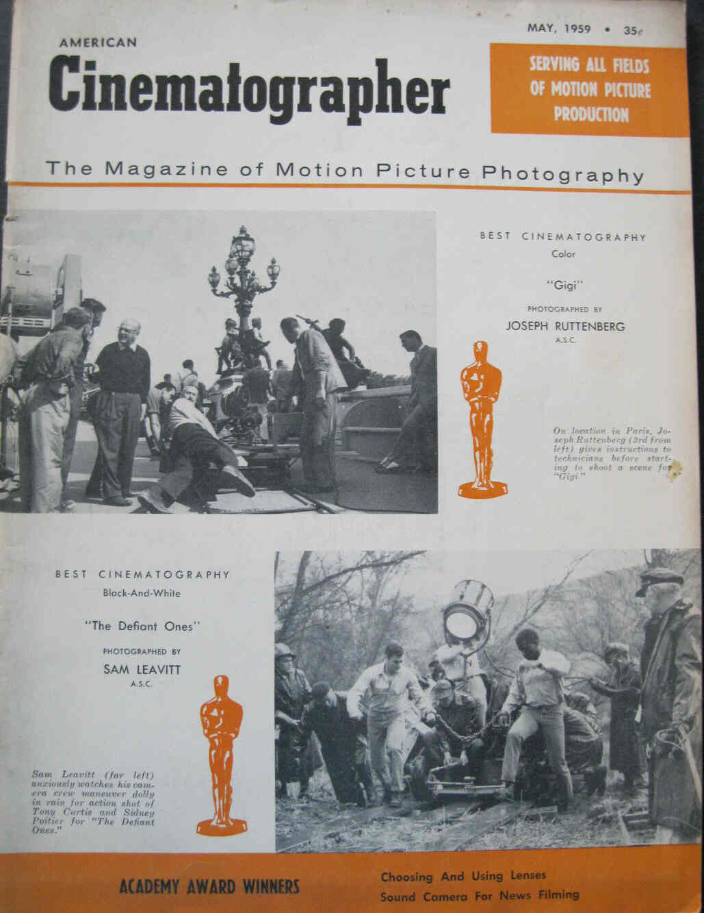 AMERICAN CINEMATOGRAPHER magazine side cover Issue 479 May 1959