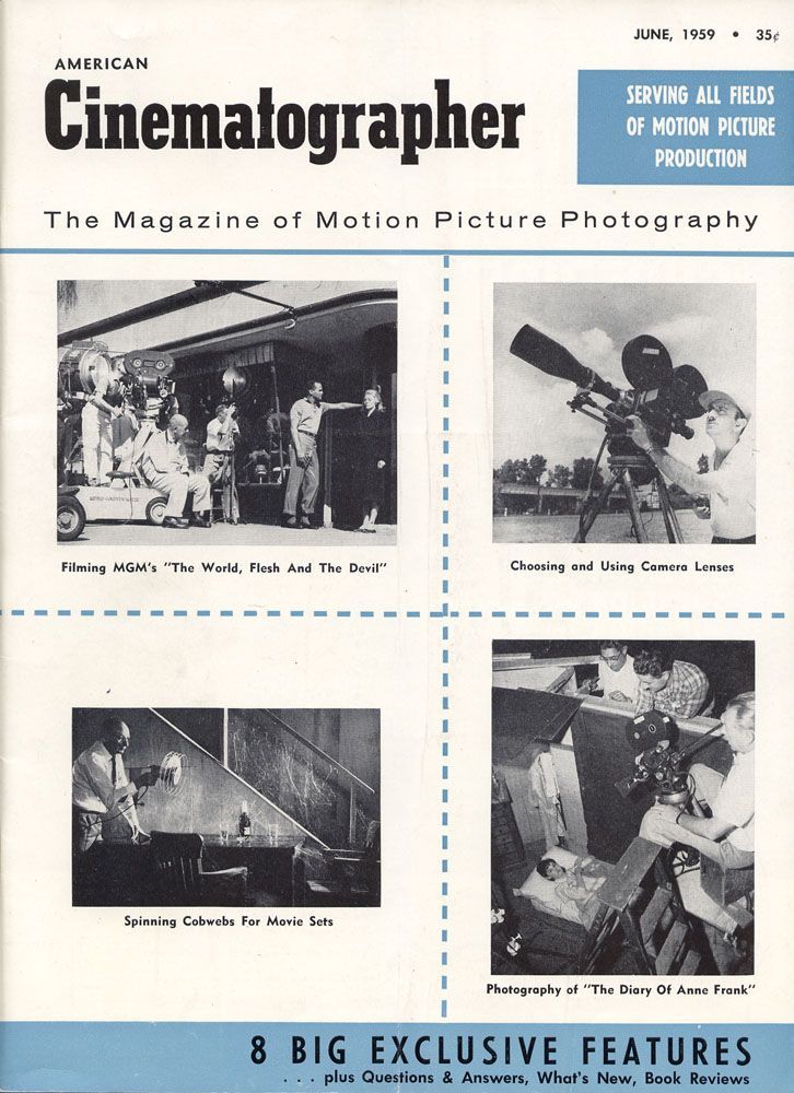AMERICAN CINEMATOGRAPHER magazine side cover Issue 480 June 1959