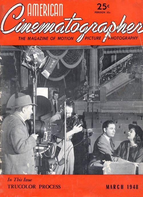 AMERICAN CINEMATOGRAPHER magazine side cover Issue 345 March 1948