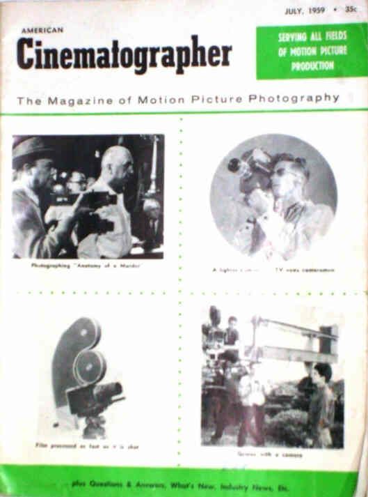 AMERICAN CINEMATOGRAPHER magazine side cover Issue 481 July 1959
