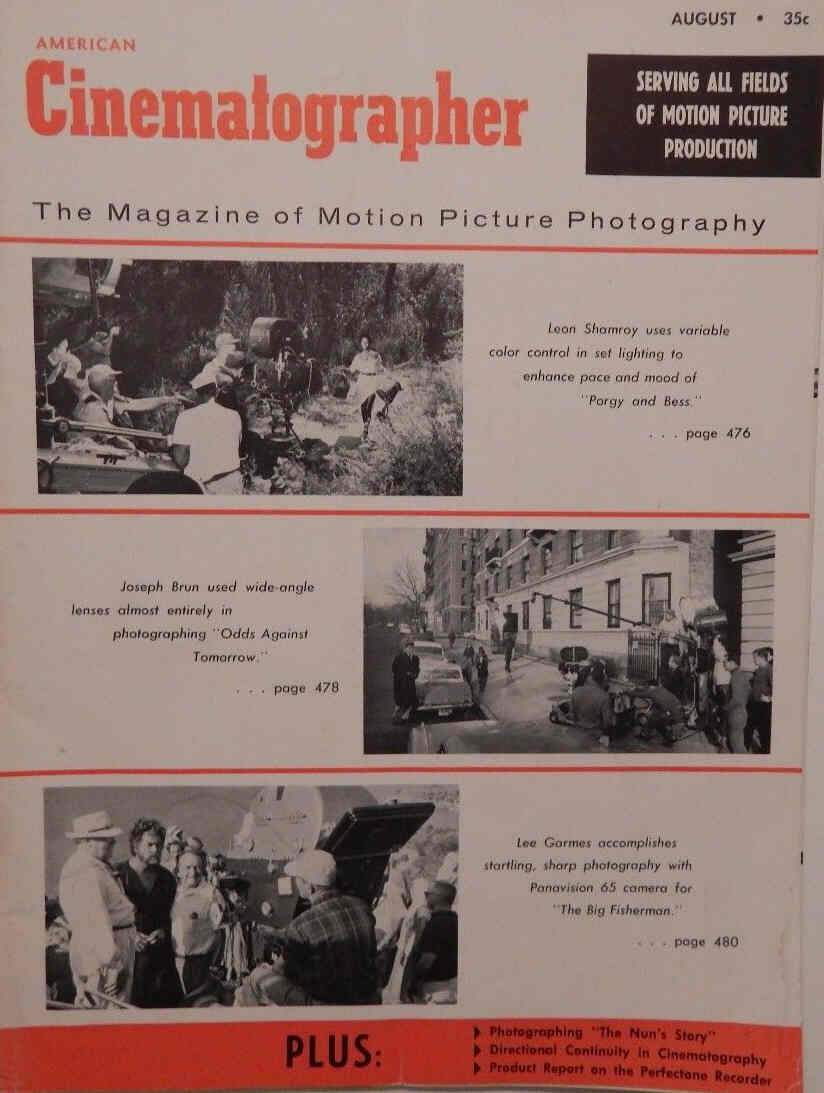 AMERICAN CINEMATOGRAPHER magazine side cover Issue 482 August 1959
