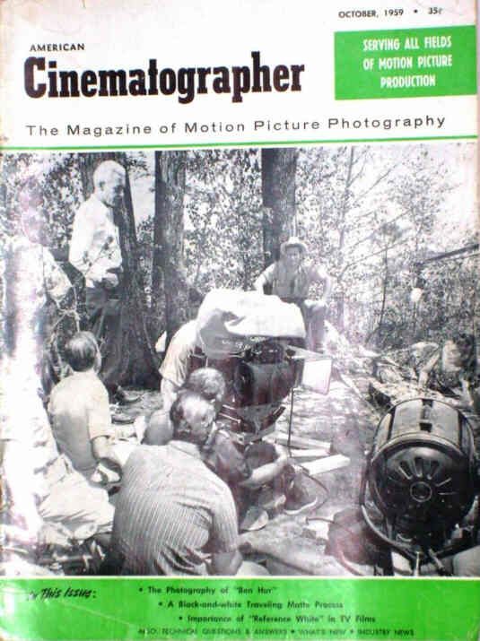 AMERICAN CINEMATOGRAPHER magazine side cover Issue 484 October 1959