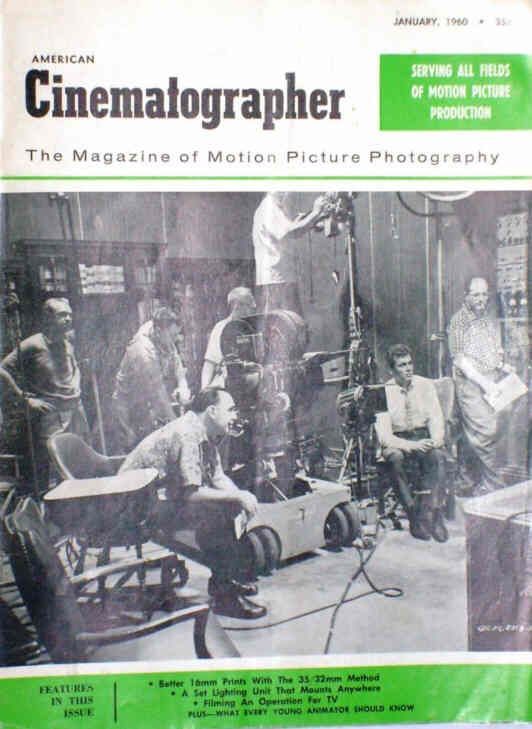 AMERICAN CINEMATOGRAPHER magazine side cover Issue 487 January 1960