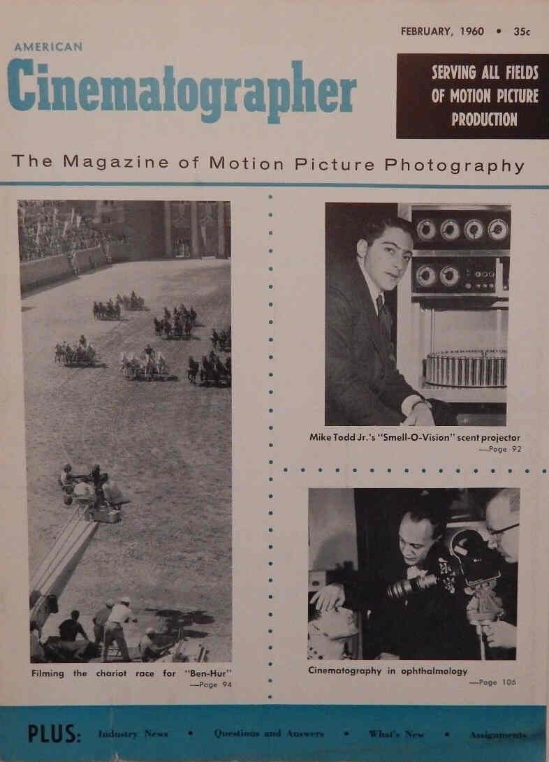 AMERICAN CINEMATOGRAPHER magazine side cover Issue 488 February 1960