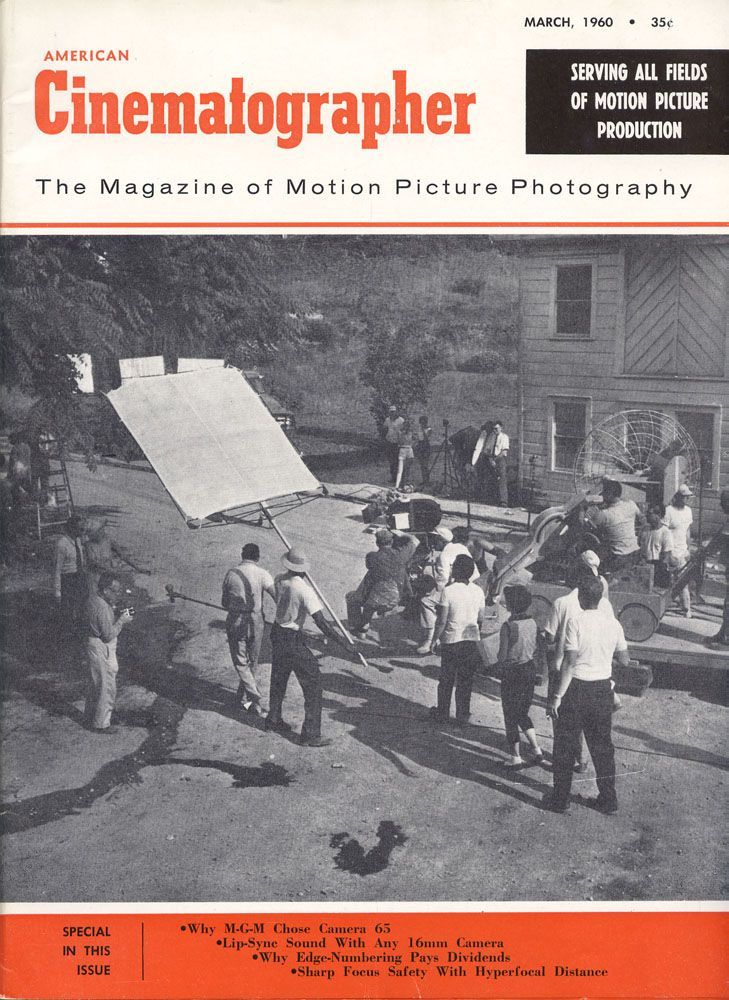 AMERICAN CINEMATOGRAPHER magazine side cover Issue 489 March 1960