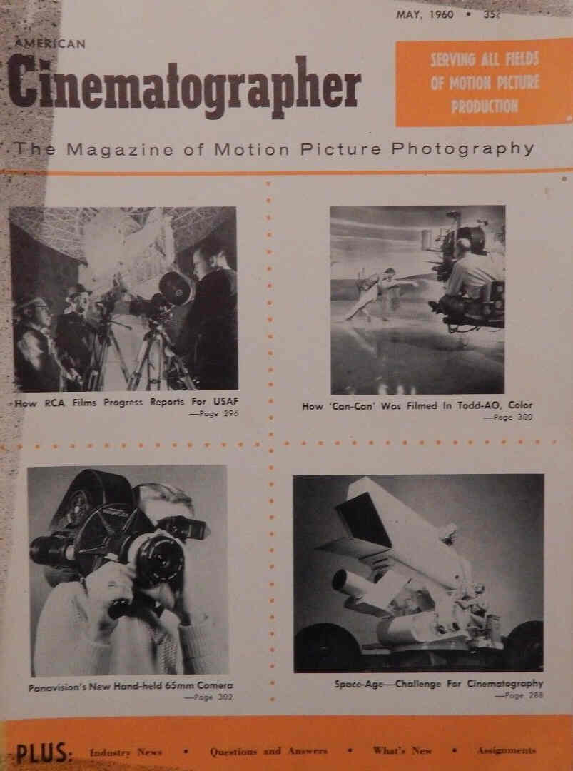 AMERICAN CINEMATOGRAPHER magazine side cover Issue 491 May 1960