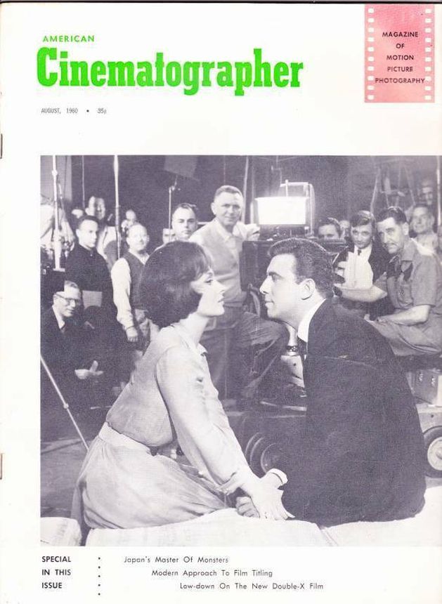 AMERICAN CINEMATOGRAPHER magazine side cover Issue 494 August 1960